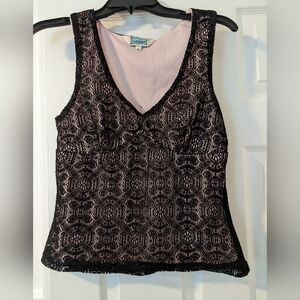 Vintage 90s cropped black and pink tank